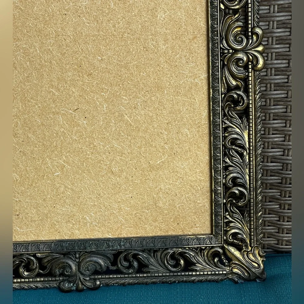 Antique brass Ornate Frame huge scroll work made Italy Picture Frame Red Velvet